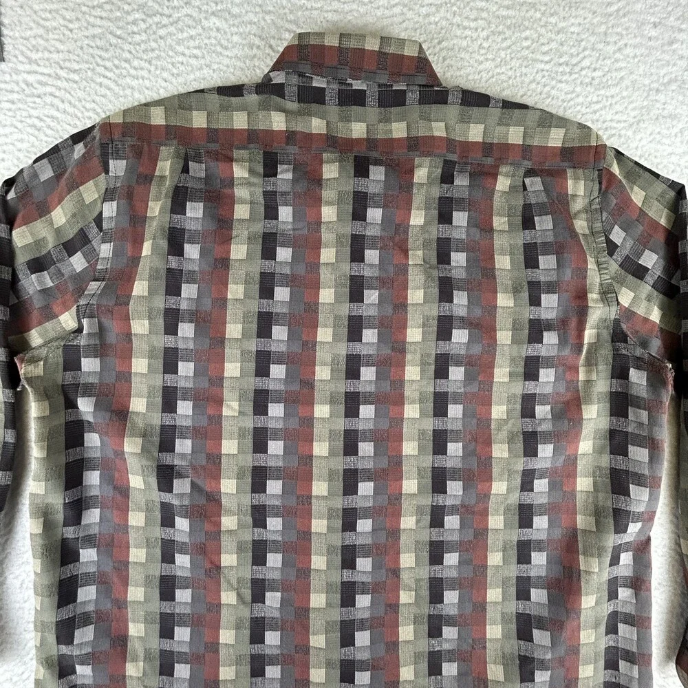 Norm Thompson Shirt Mens Large Plaid Button Down Casual Pocket Vintage Look